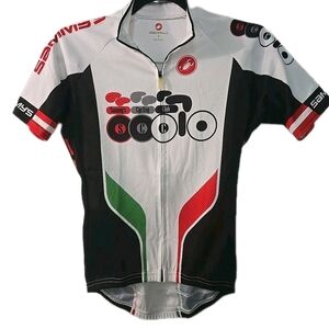 Castelli Cycling Jersey Womens Medium White Black Full Zip Short Sleeve USA Made